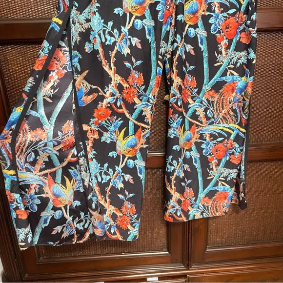 Club Monaco High Waisted Bird/Floral Print Wide Silk Pants Womens Size 6‎ - Picture 5 of 13